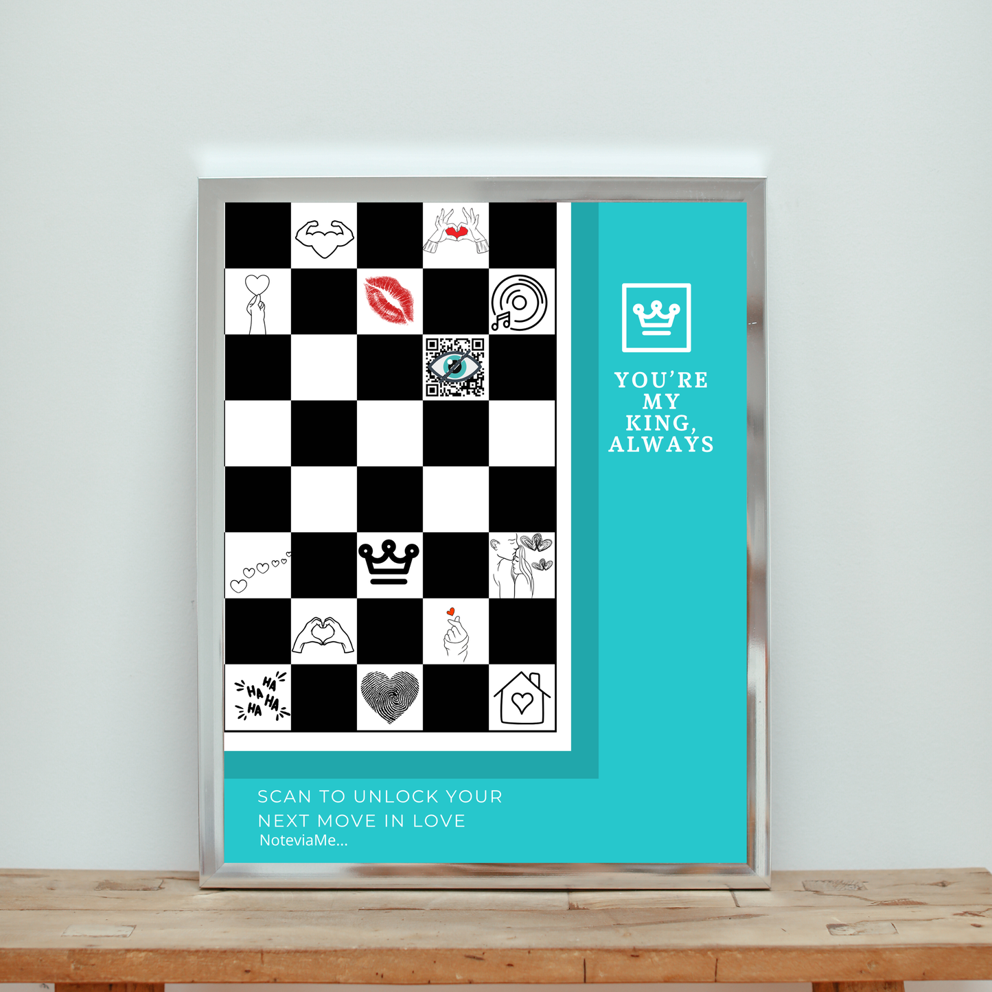 You’re My King – Romantic Chess Love Poster for Him | QR Love Notes | Digital Download