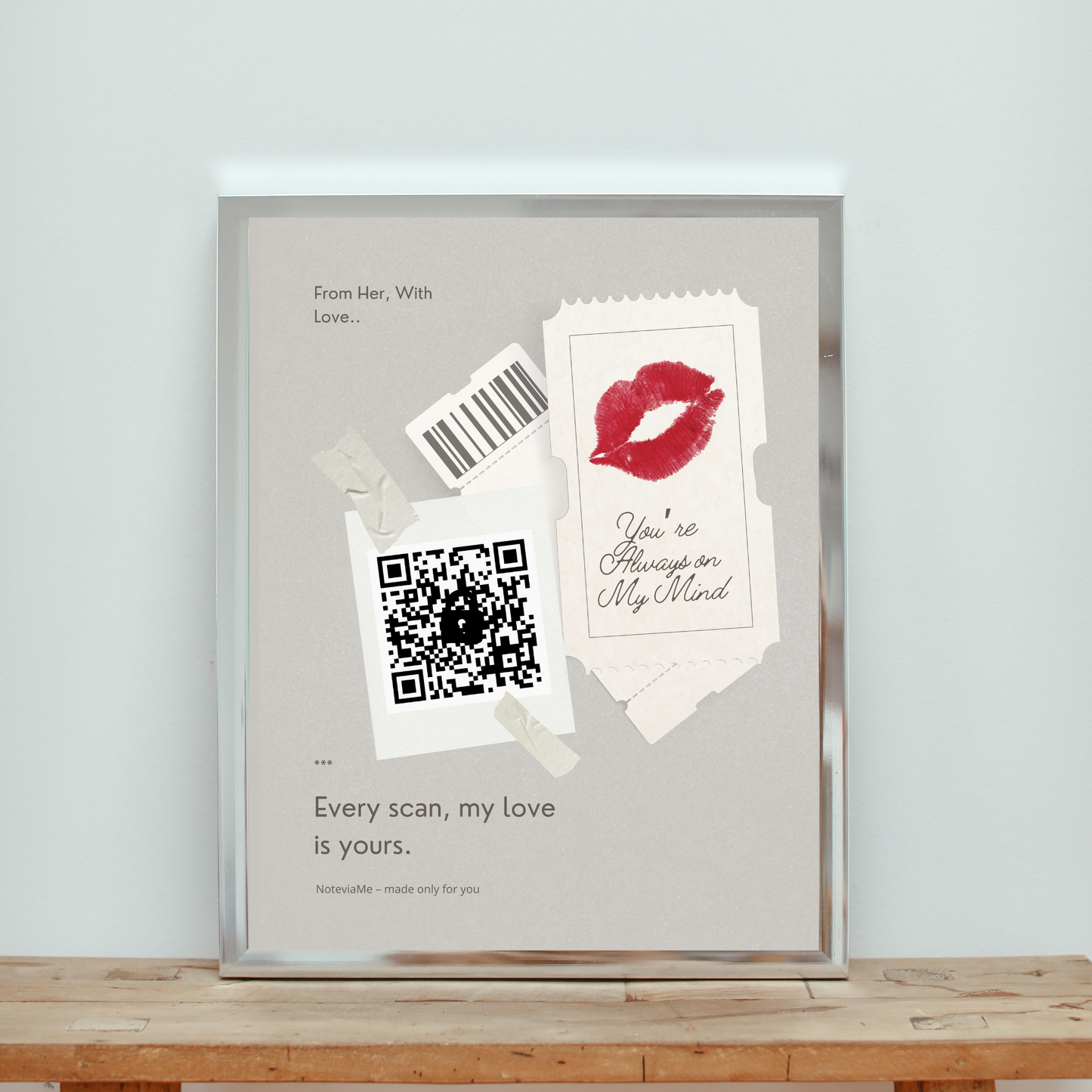 Always on My Mind – Romantic Love Poster for Him with QR Messages | Digital Download
