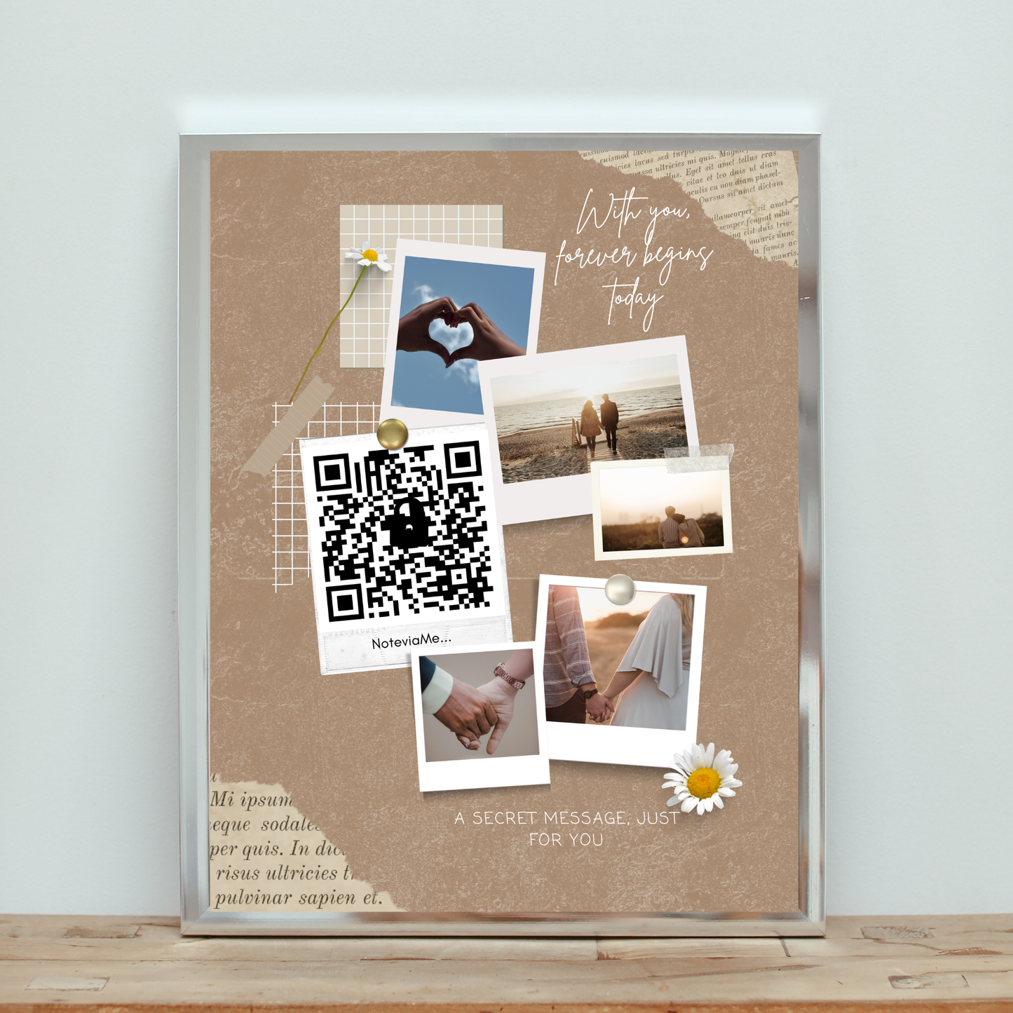 With You, Forever Begins – Romantic Love QR Poster | Digital Wall Art