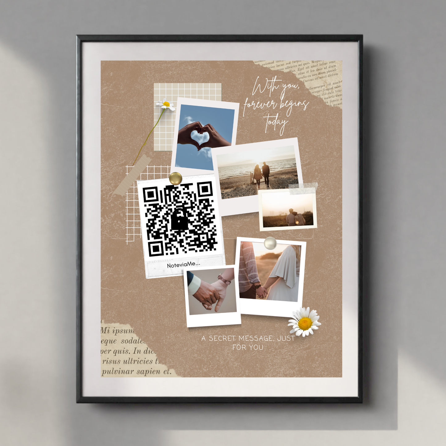 With You, Forever Begins – Romantic Love QR Poster | Digital Wall Art