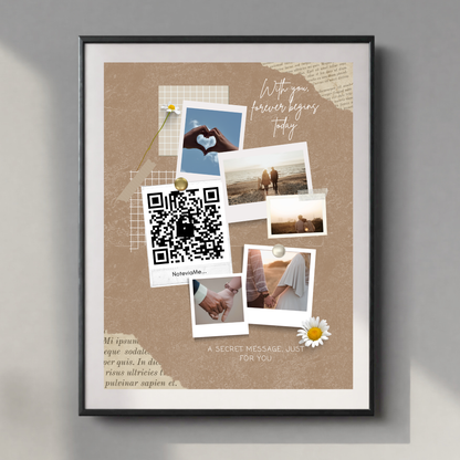 With You, Forever Begins – Romantic Love QR Poster | Digital Wall Art