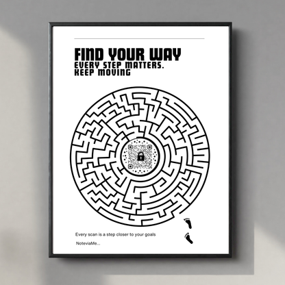 Find Your Way – Motivational Maze Poster with QR Inspiration | Digital Download