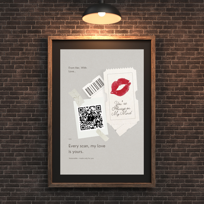 Always on My Mind – Romantic Love Poster for Him with QR Messages | Digital Download