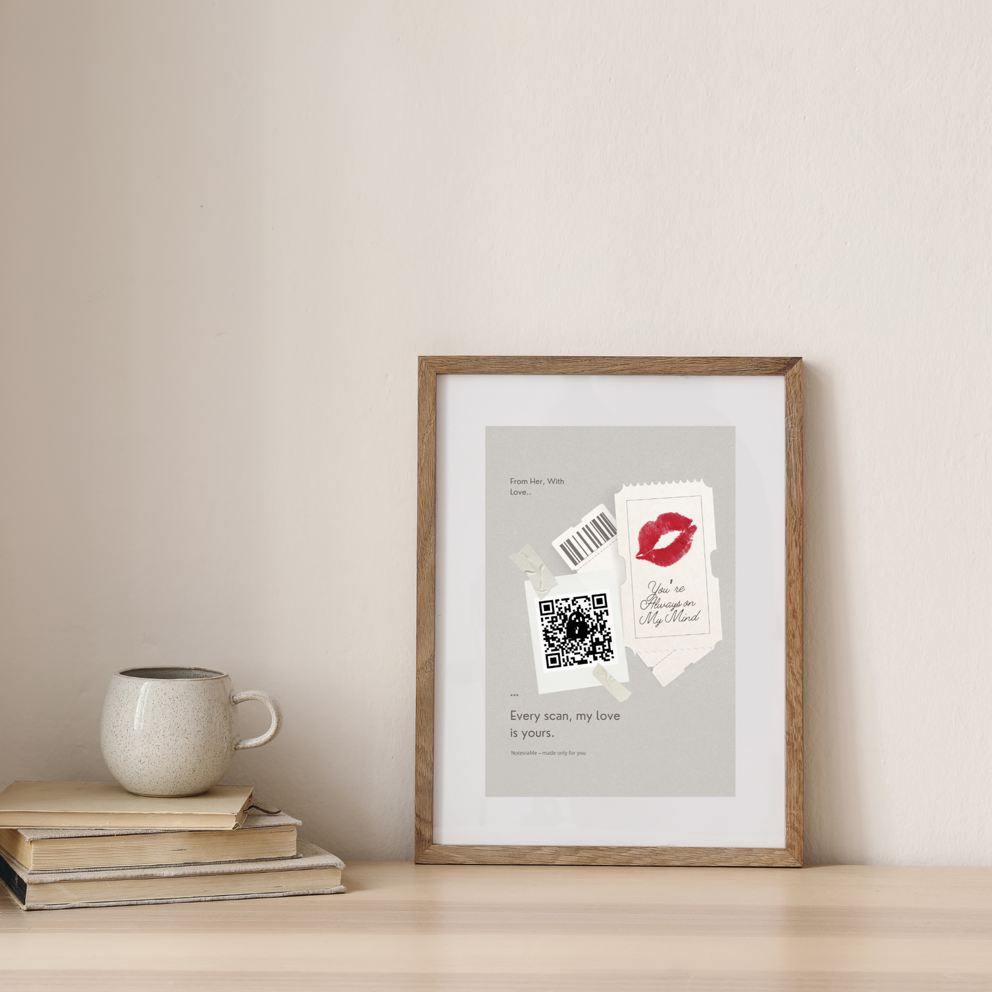 Always on My Mind – Romantic Love Poster for Him with QR Messages | Digital Download