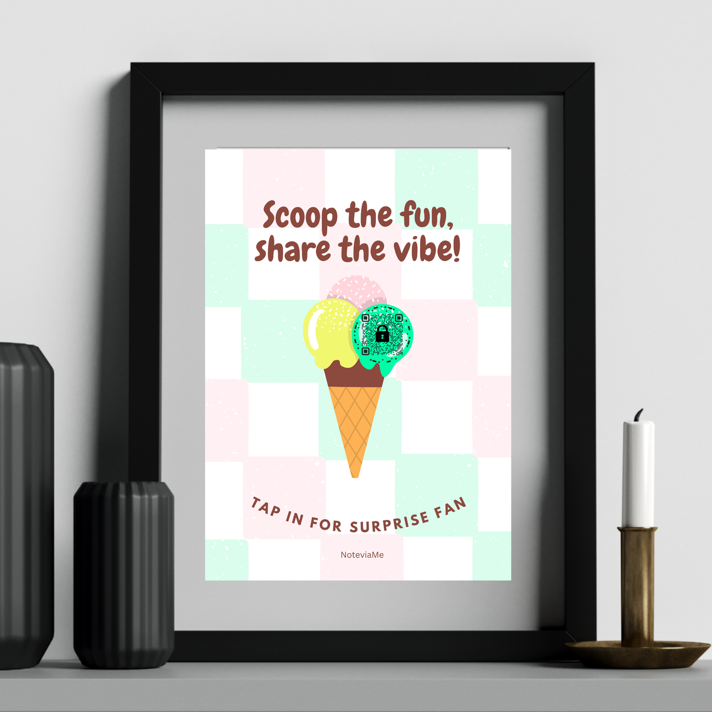 Ice Cream Vibes Poster – Fun QR Code Wall Art | Digital Printable Decor
