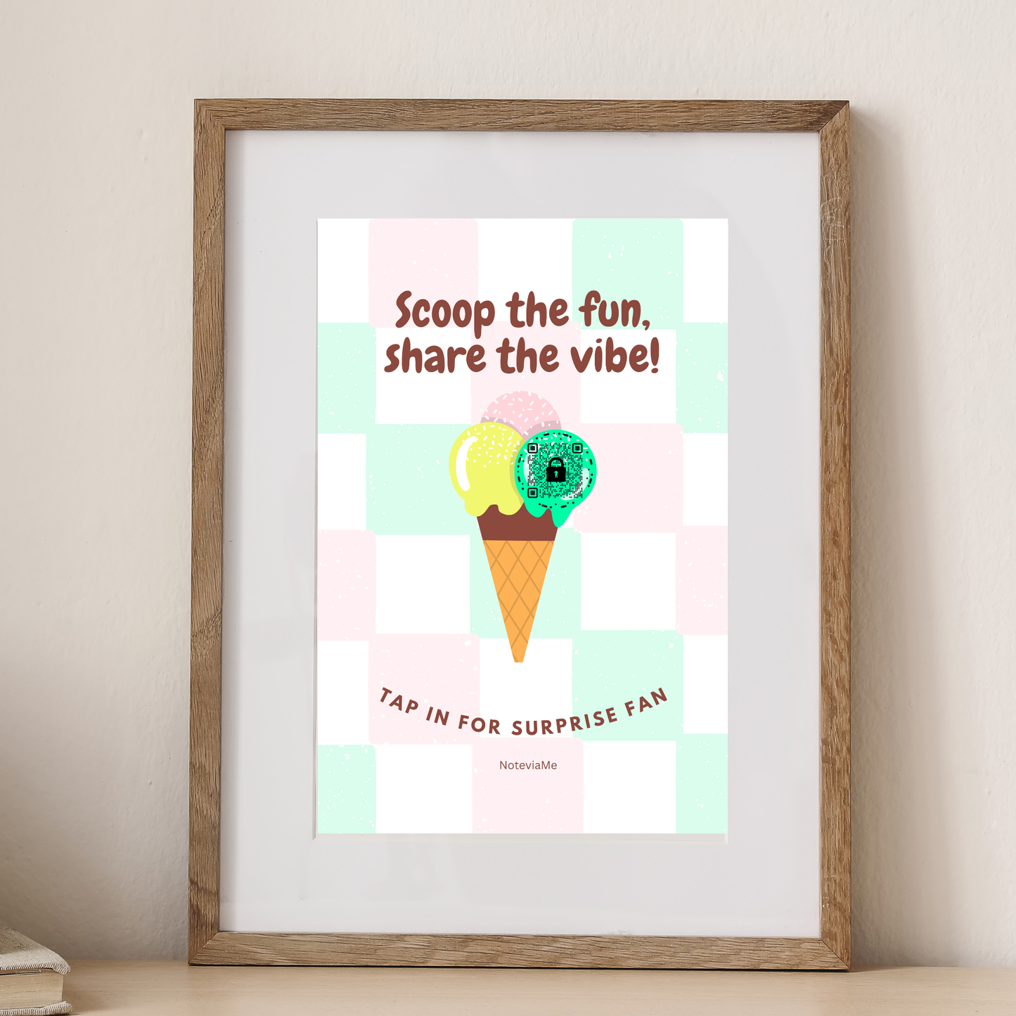 Ice Cream Vibes Poster – Fun QR Code Wall Art | Digital Printable Decor