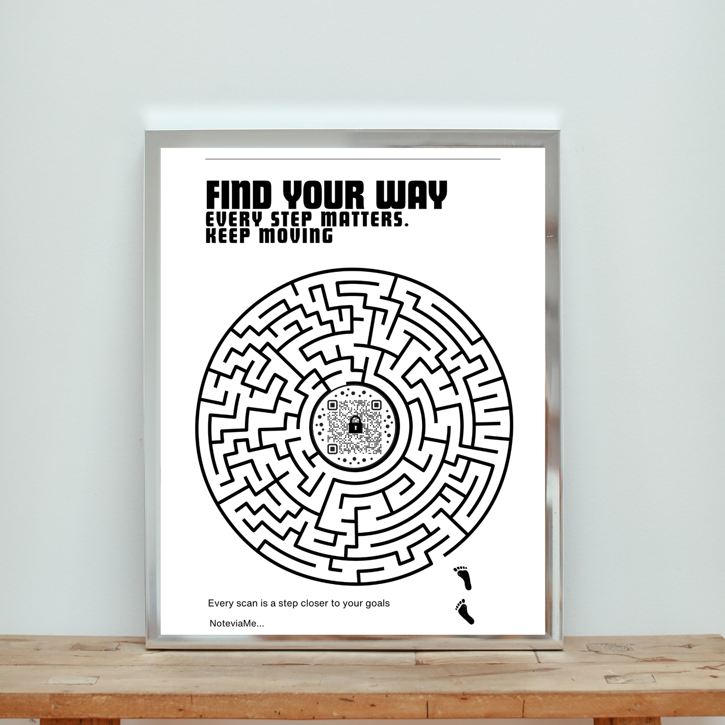 Find Your Way – Motivational Maze Poster with QR Inspiration | Digital Download