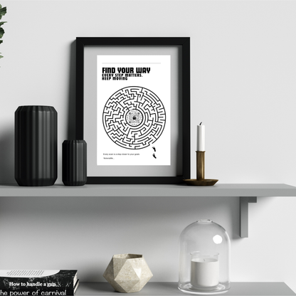Find Your Way – Motivational Maze Poster with QR Inspiration | Digital Download
