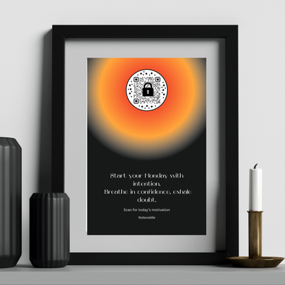 Motivational Sunrise Poster | QR Code Wall Art | Start Your Week with Confidence