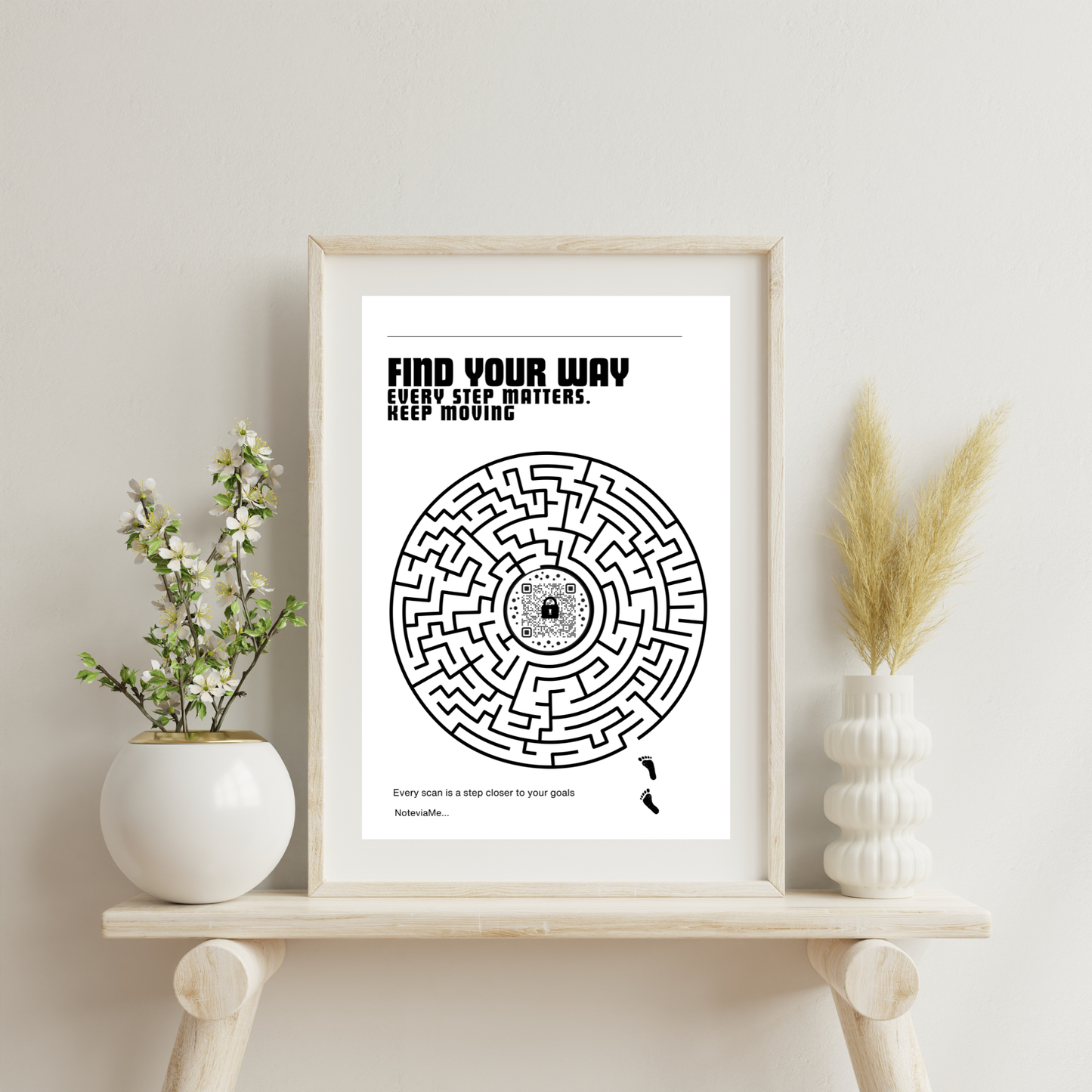 Find Your Way – Motivational Maze Poster with QR Inspiration | Digital Download